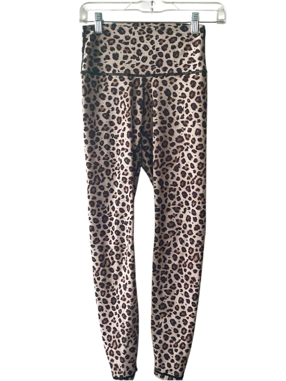 High-Waist Leopard Print Leggings - Tan & Black